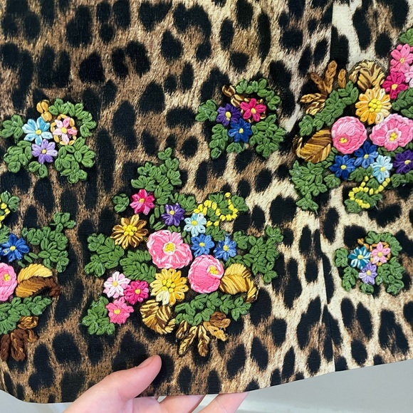 Moschino Vintage 1990s Leopard Print Embroidered Dress, size Small - Picture 4 of 11